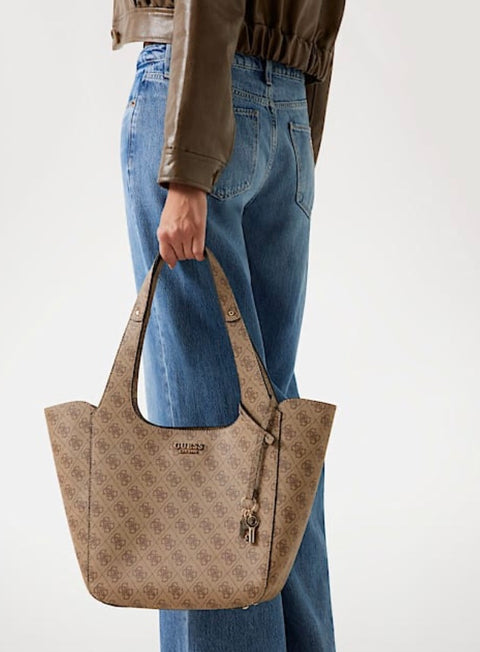 Bolso De Hombro Calista Logo Latte - Guess