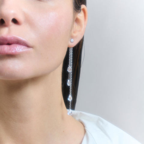 Pendientes Largos Myfair  Desiguales Plata - Radiant Jewels