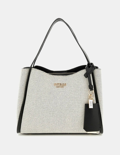 Bolso De Mano Nicolette Mini Natural/Negro - Guess