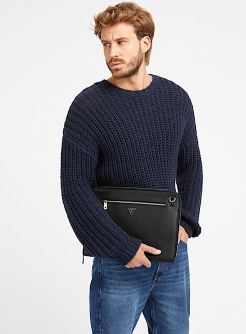 Portadocumentos Certosa Safiano Negro - Guess