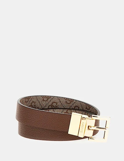 Estuche Cinturón Dos Hebillas Reversible Logo Latte - Guess