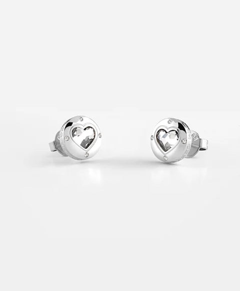 Pendientes Botón Rolling Hearts Plata - Guess