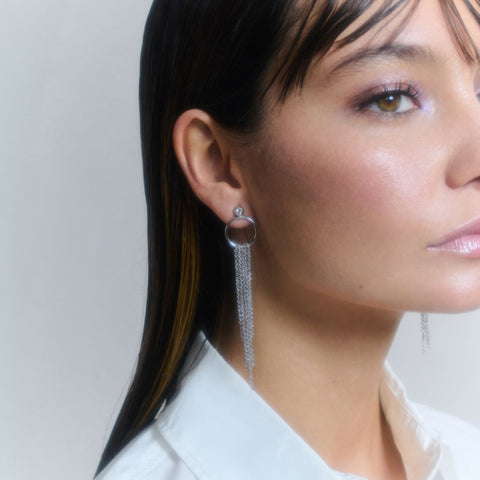 Pendientes Myfair Aro Cadenas Plata - Radiant Jewels