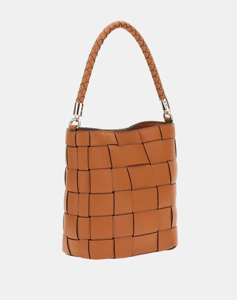 Bolso De Mano Cubo Maylee Caramelo - Guess