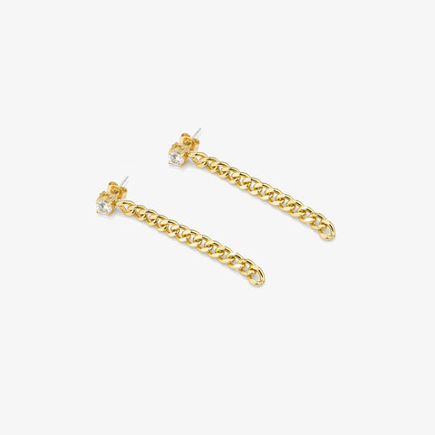 Pendientes Largos Gaga Cadena Brillante Oro - Radiant Jewels