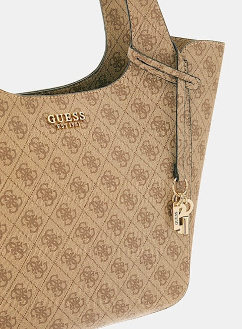 Bolso De Hombro Calista Logo Latte - Guess