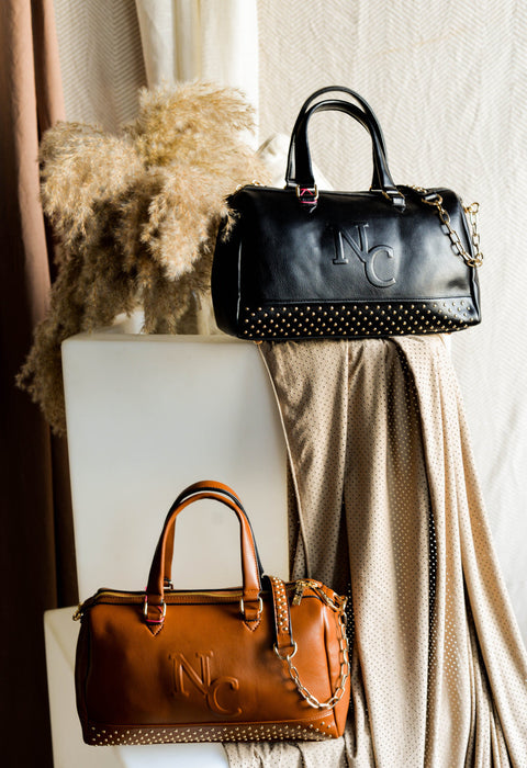 Bolso Bowling Tachas Cuero - Noco