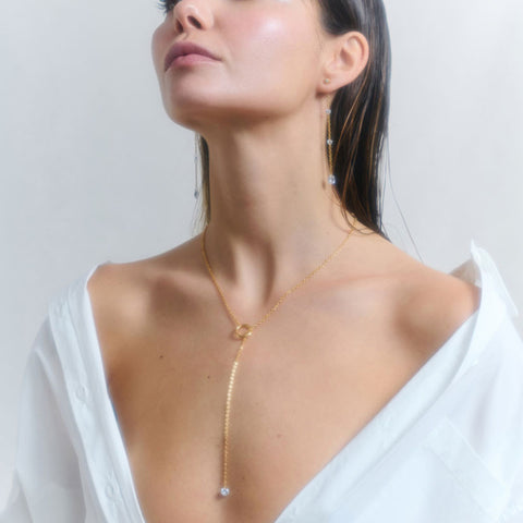 Pendientes Myfair Drop Cadena Oro - Radiant Jewels