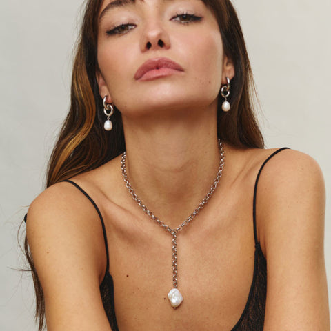 Collar Largo Emily Pearl Plata - Radiant Jewels