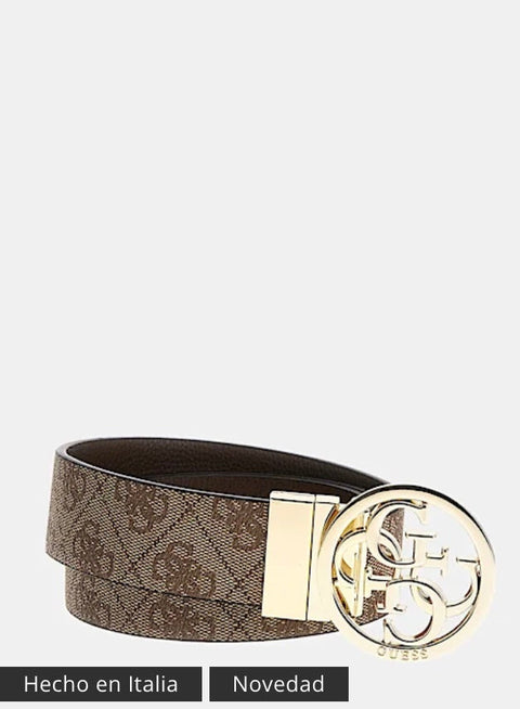 Cinturón Reversible Orlina Latte Logo/Marrón - Guess