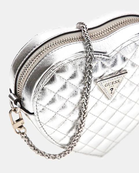 Bolso Bandolera Mini Twiller Heart Plata - Guess