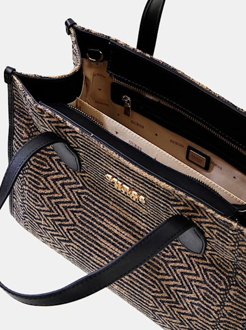 Bolso De Mano Silvana Natural/Negro - Guess