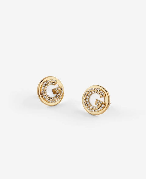 Pendientes Botón G Crystal Oro - Guess