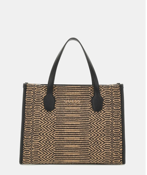 Bolso De Mano Silvana Natural/Negro - Guess