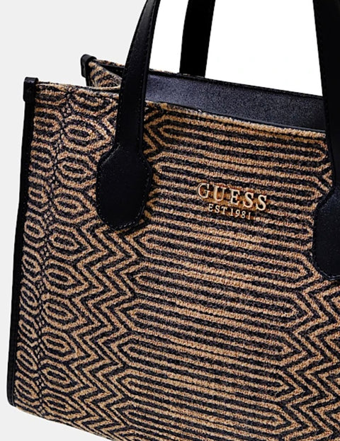 Bolso De Mano Silvana Natural/Negro - Guess