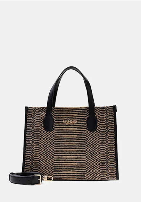 Bolso De Mano Silvana Natural/Negro - Guess