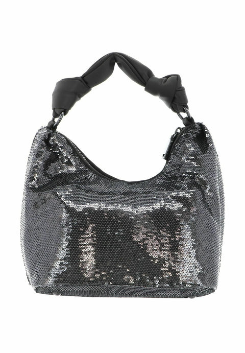 Bolso De Hombro Velina Hobo Gris Plata - Guess